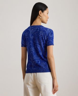 Women's Paisley Short-Sleeve Sweater