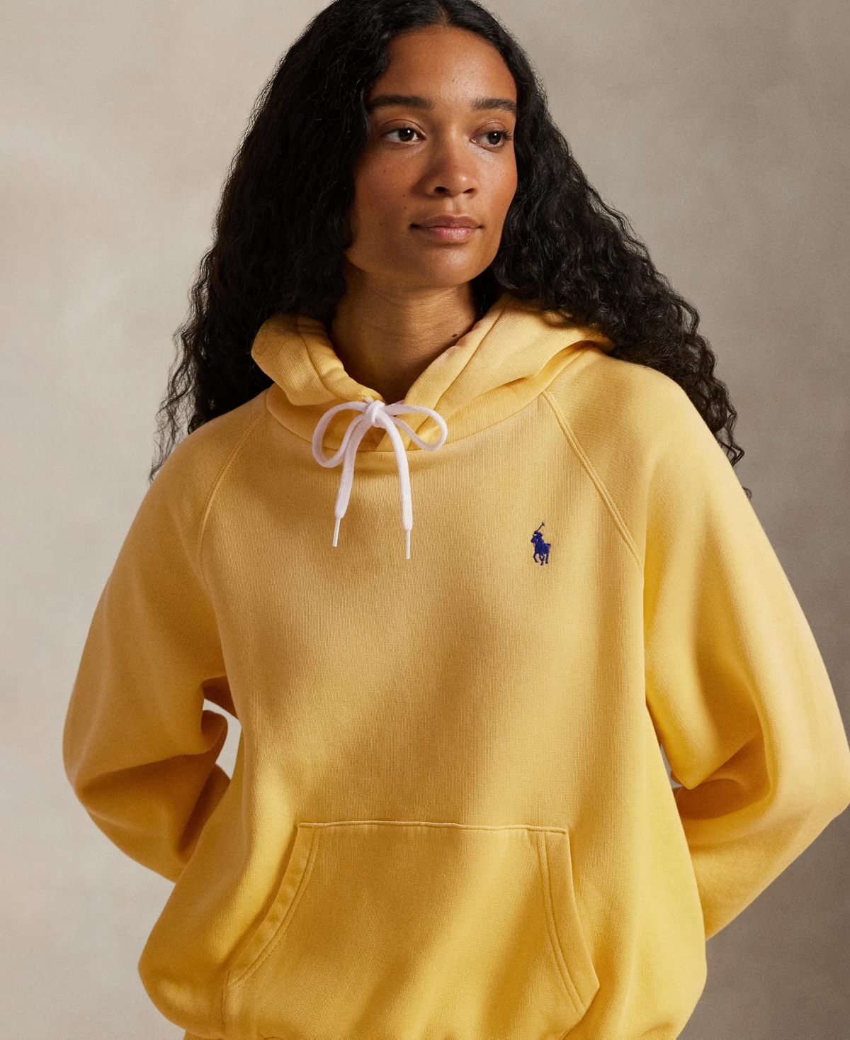 Polo Ralph Lauren Women's Shrunken Fit Fleece Hoodie Sweatshirt In Yellow