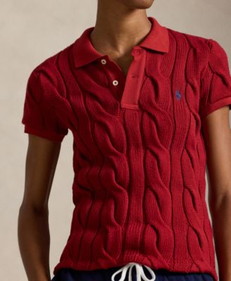 Women's Cable-Knit Polo Sweater