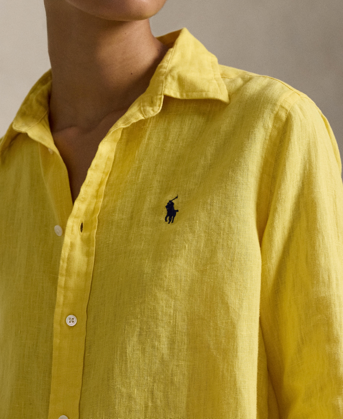 Polo Ralph Lauren Women's Classic-fit 100% Linen Shirt In Yellow