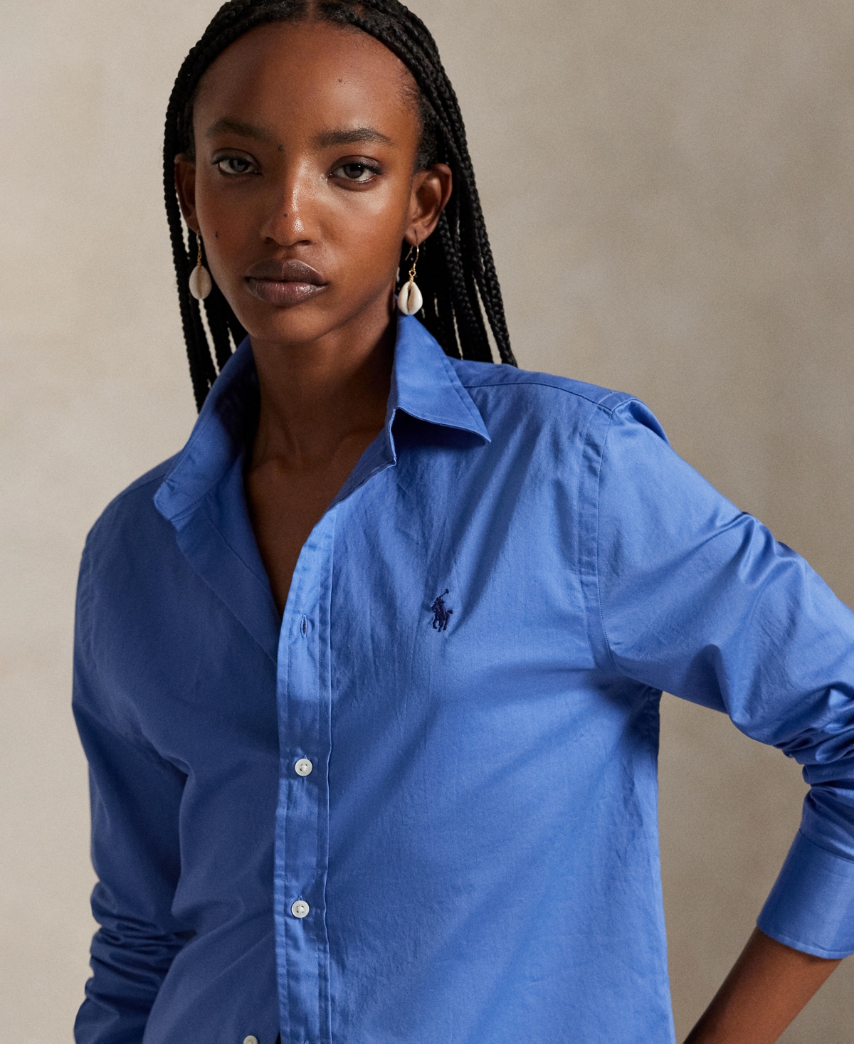 Polo Ralph Lauren Women's Classic-fit Cotton Twill Shirt In Blue
