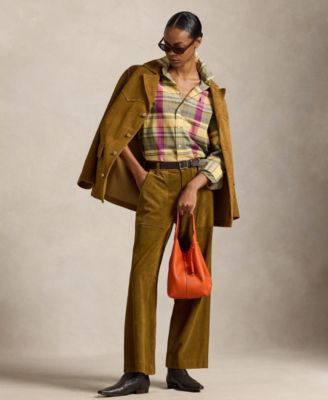 Women's Relaxed Fit Collared Plaid Shirt