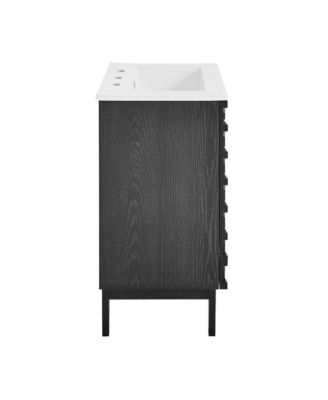 Cascade 24 in. Black Oak Bathroom Vanity With White, 3-Hole Ceramic Sink Top