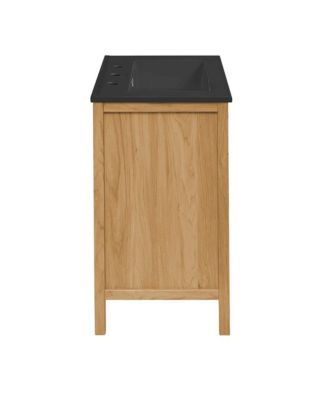 24" Freestanding Bathroom Vanity in Golden Oak, Black 3-Hole Centerset Sink Top