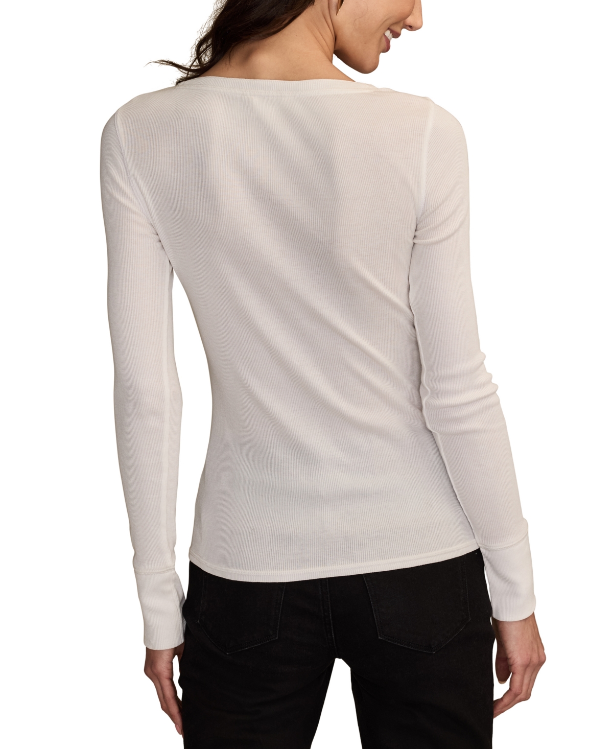 Lucky Brand Women's Embellished Long-Sleeve Henley Top