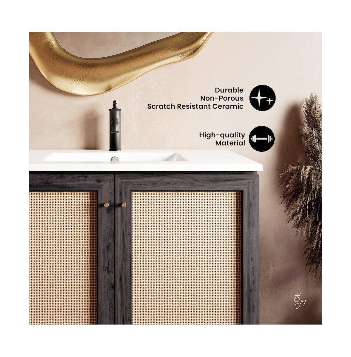 Swiss Madison Classe 36" Freestanding Bathroom Vanity in Black Oak with Sink Top