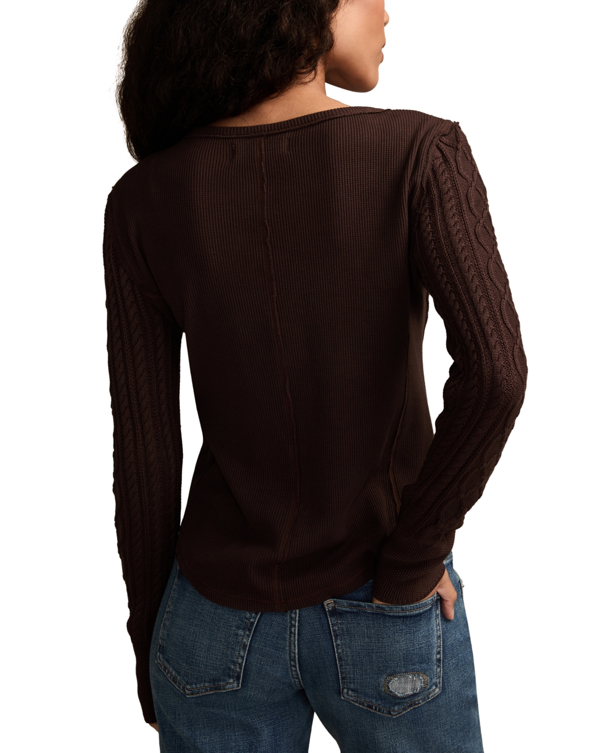 Lucky Brand Women's Textured Long-Sleeve Henley Top
