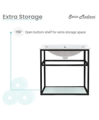 Pierre 24 Single, Metal Frame, Open Shelf, Bathroom Vanity