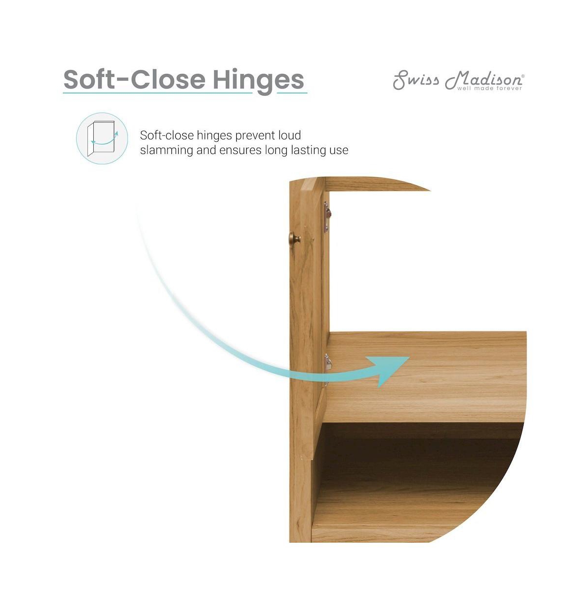 Swiss Madison Chateau 24" Freestanding Bathroom Vanity in Golden Oak with Sink Top