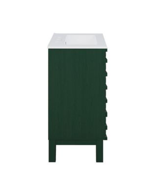 24" Freestanding Bathroom Vanity in Green Oak with 3-Hole Widespread Sink Top