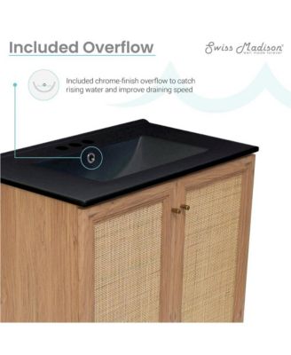 30" Freestanding Bathroom Vanity in Golden Oak, Black 3-Hole Widespread Sink Top