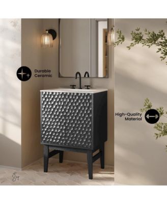 24" Freestanding Bathroom Vanity in Black Oak with 3-Hole Centerset Sink Top