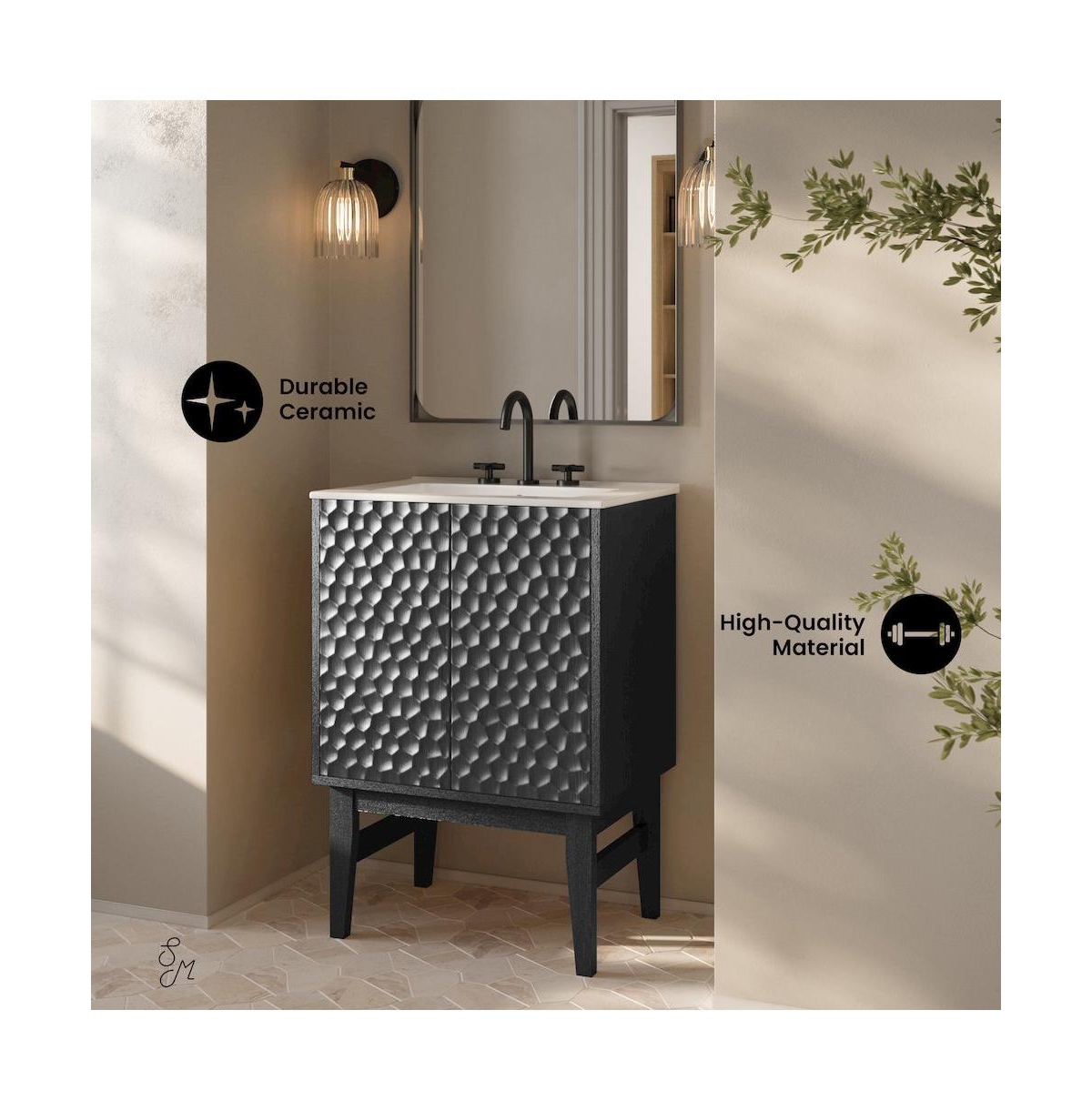 Swiss Madison24" Freestanding Bathroom Vanity in Black Oak with 3-Hole Centerset Sink Top