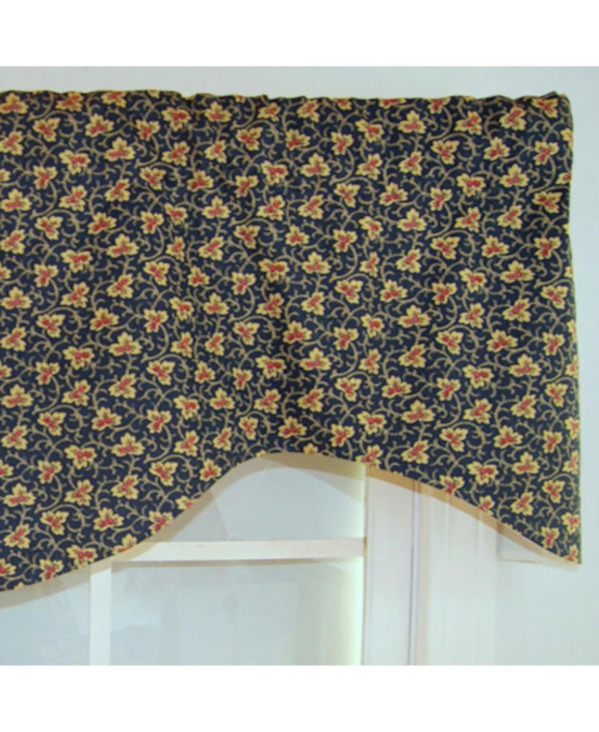 Rlf Home Fenia Cornice 100% Cotton with Fully Lined 3" Rod Pocket Valnance for Windows 50" x 17" Blue