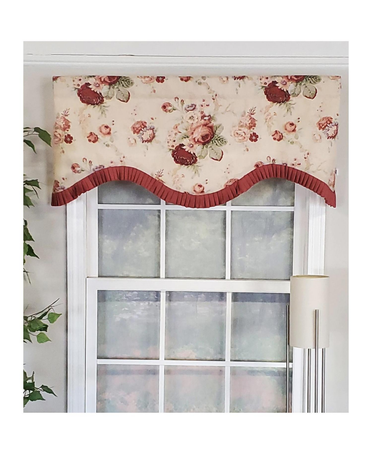 Rlf Home Norfolk Ruffled Cornice 100% Cotton with Fully Lined 3" Rod Pocket Valnance for Windows 50" x 17" Natural