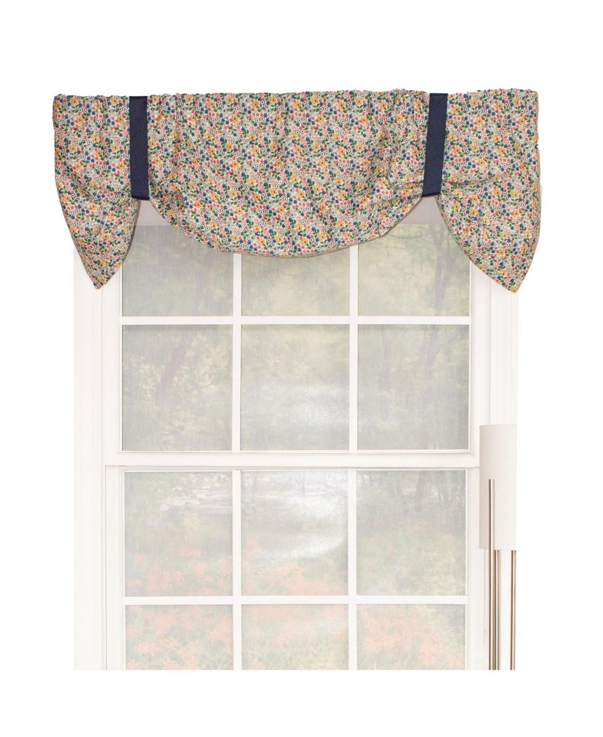 Rlf Home Petite Suspender 100% Cotton with Fully Lined 3" Rod Pocket Valnance for Windows 50" x 17" Multi