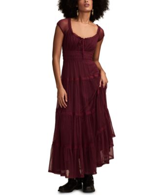 Lucky Brand - Women's Cinched Waist Tulle Maxi Dress