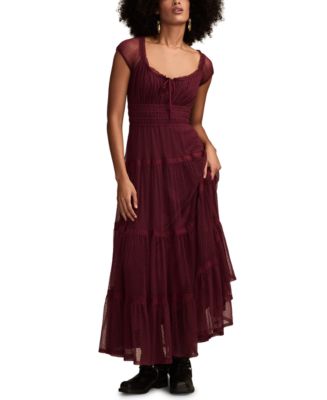 Lucky Brand Women's Cinched Waist Tulle Maxi Dress - Macy's