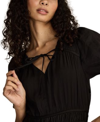 Women's Short-Sleeve Crinkle Maxi Dress