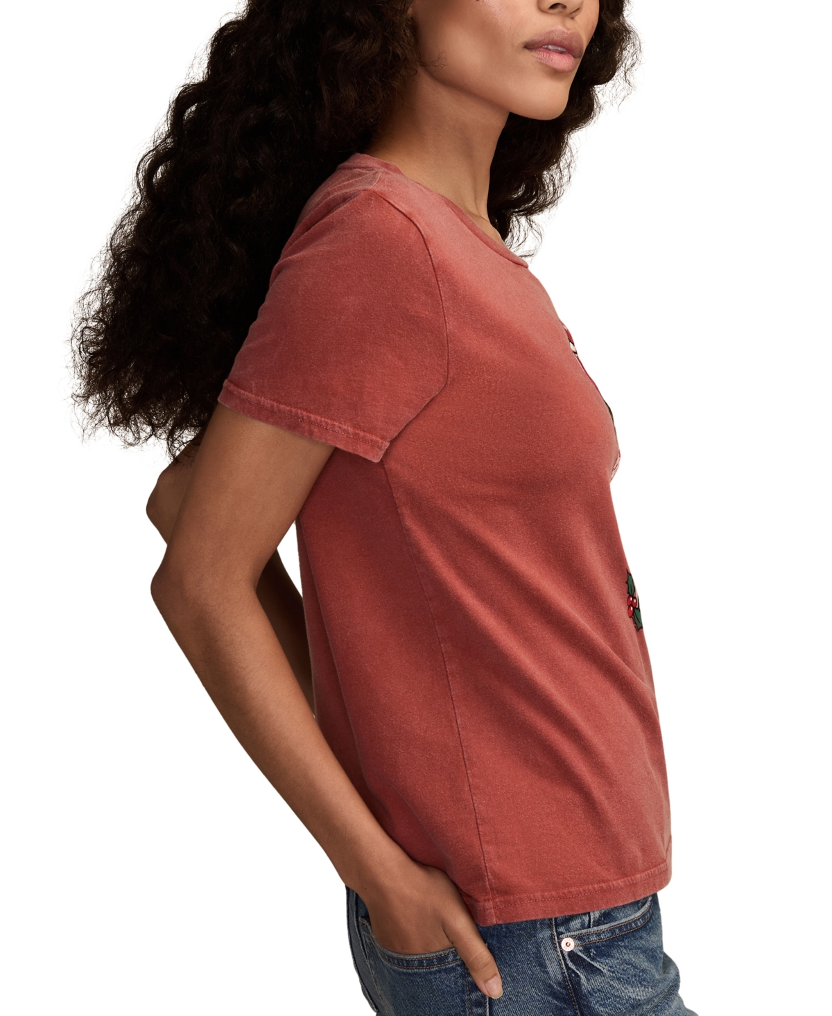 Lucky Brand Women's Coca Cola Christmas Bottle Crewneck T-shirt In Brown