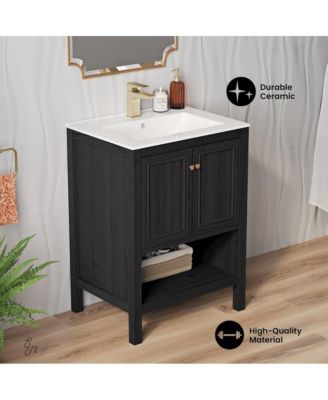 Chateau 24" Freestanding Bathroom Vanity in Black Oak with Sink Top