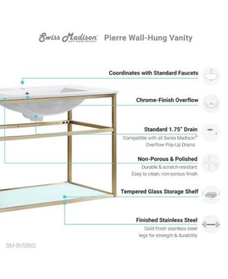 Pierre 30 Single, Open Shelf, Gold Metal Frame Bathroom Vanity
