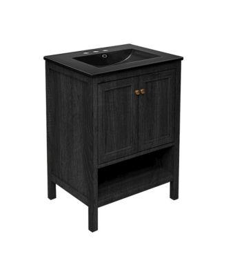 24" Freestanding Bathroom Vanity 3-Hole Centerset Sink Top