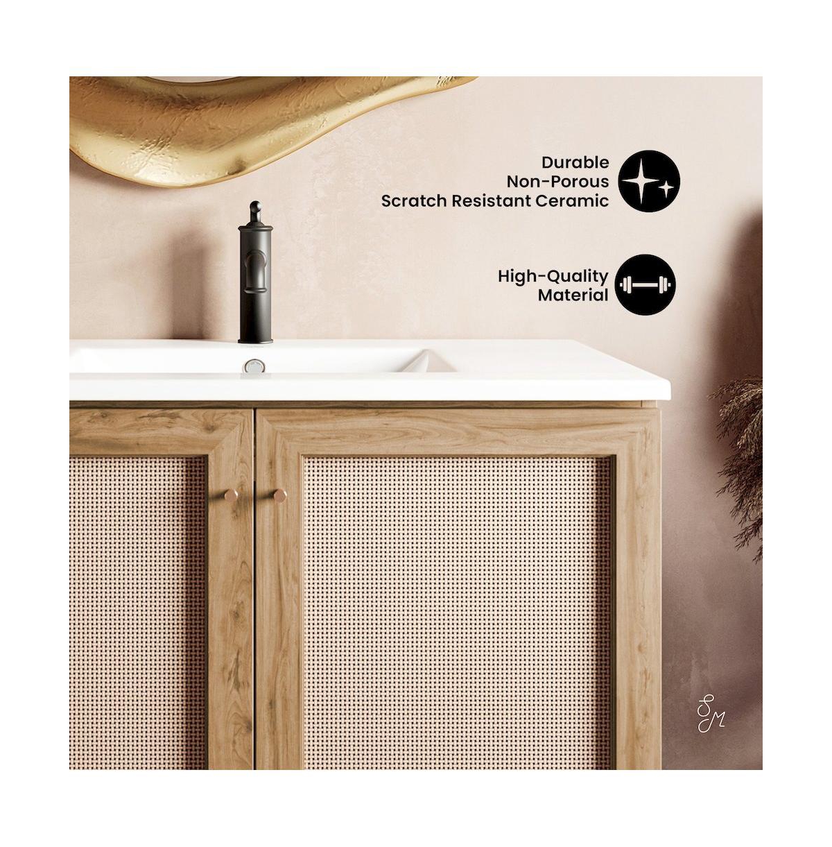 Swiss Madison Classe 36" Freestanding Bathroom Vanity in Golden Oak with Sink Top