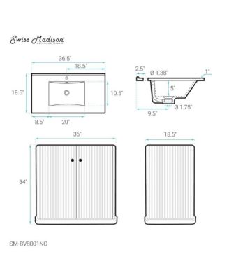 36" MDF Lafayette Freestanding Bathroom Vanity With Sink Top