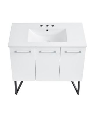 Annecy 36 in. White Bathroom Vanity 3-Hole Ceramic Sink Top