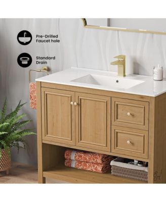 Chateau 36" Freestanding Bathroom Vanity in Golden Oak with Sink Top