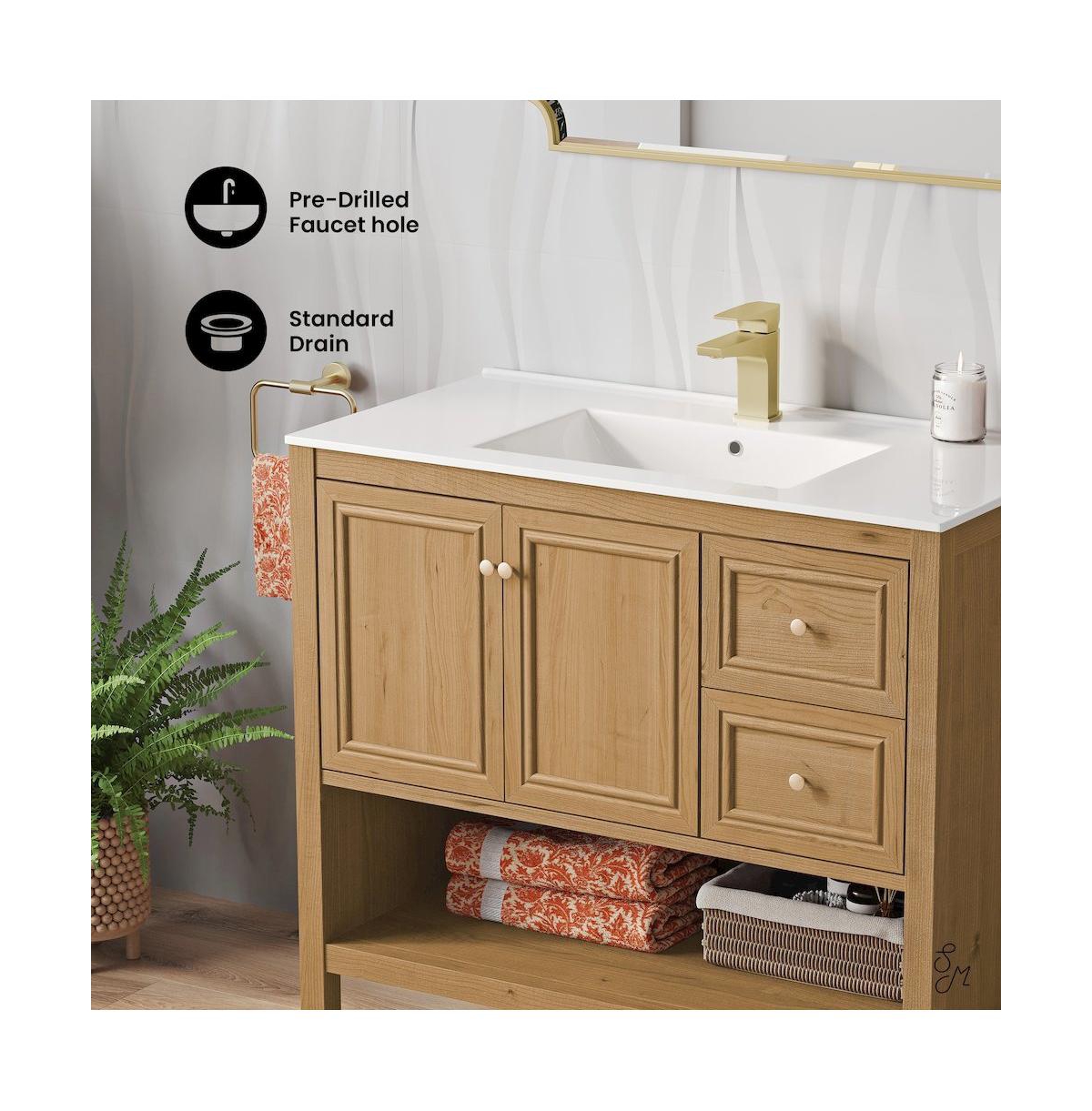 Chateau 36" Freestanding Bathroom Vanity in Golden Oak with Sink Top