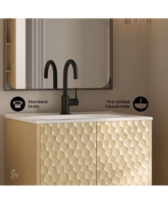 Bosse 24" Freestanding Bathroom Vanity in Natural Oak with Sink Top