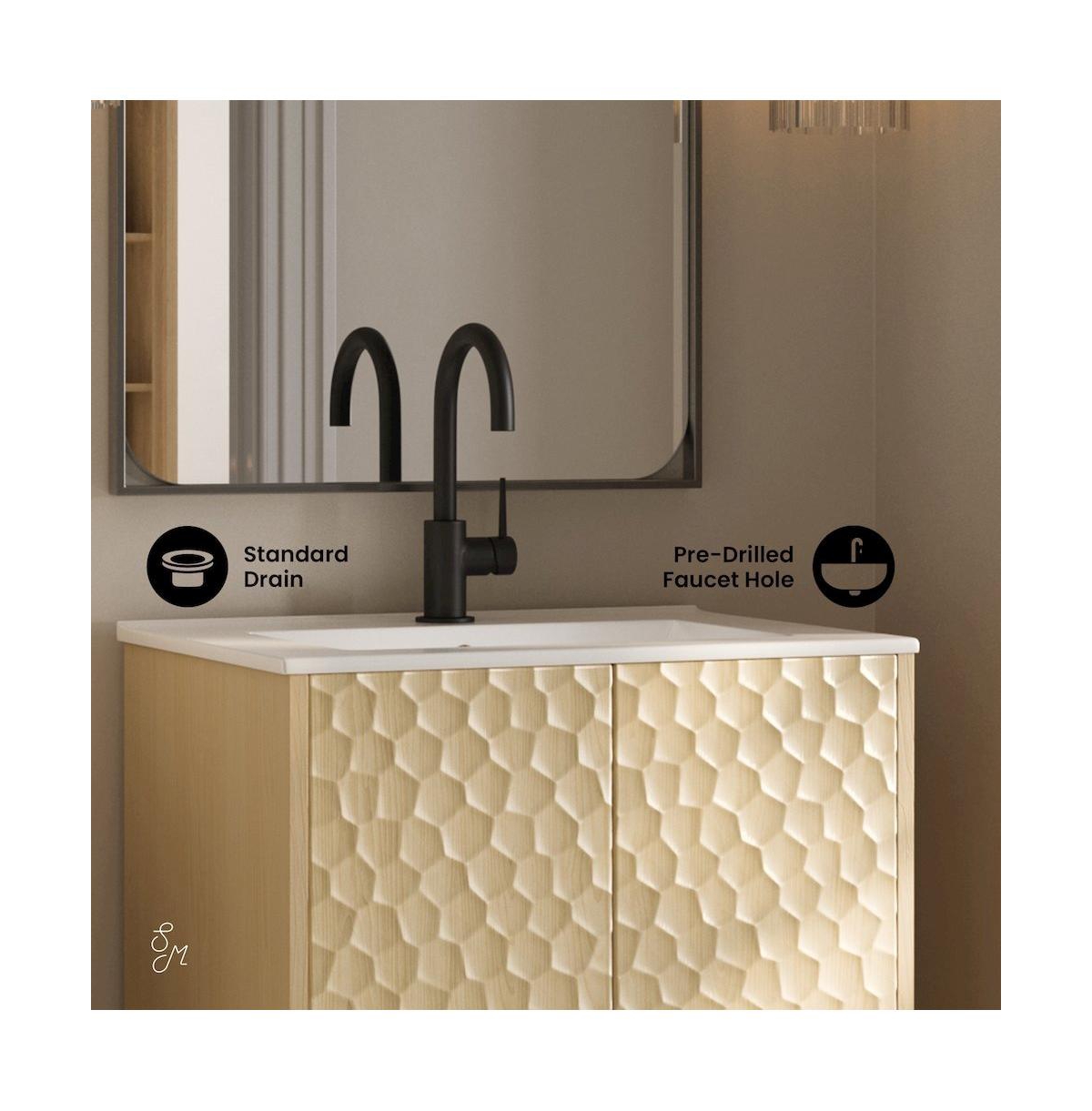 Swiss Madison Bosse 24" Freestanding Bathroom Vanity in Natural Oak with Sink Top