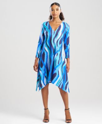 Natori - Women's Jagged Swirl V-Neck Knit Dress