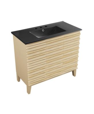 36 in. MDF Cascade Natural oak 3-Hole Ceramic Sink Top Bathroom Vanity