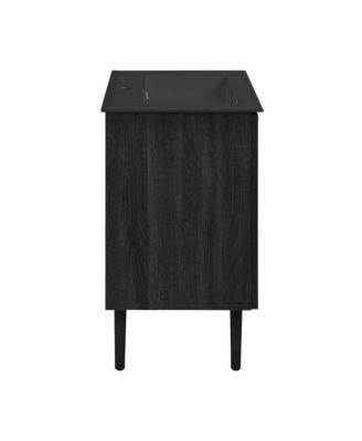 Bron 24" Freestanding Bathroom Vanity in Black Oak with Black Sink Top