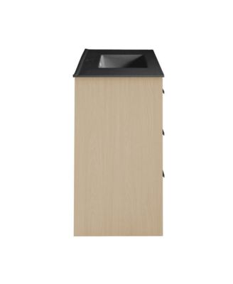 Virage 36 in. Brown Oak Bathroom Vanity With Black Ceramic Sink Top