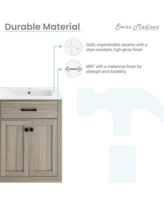 Burdon 24" Freestanding Bathroom Vanity in Weathered Oak with Sink Top