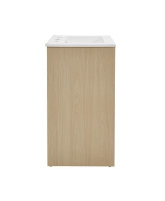 Virage 24 in. Brown Oak Bathroom Vanity With White, 3-Hole Ceramic Sink Top