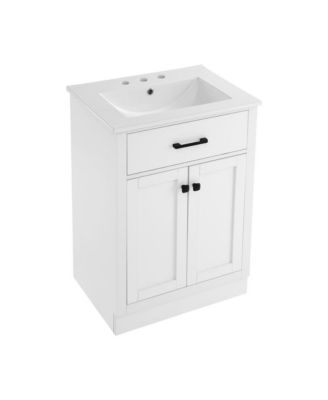Burdon 24" Freestanding Bathroom Vanity in White with 3-Hole Centerset Sink Top