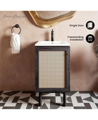 Classe 18" Freestanding Bathroom Vanity in Black Oak with Sink Top