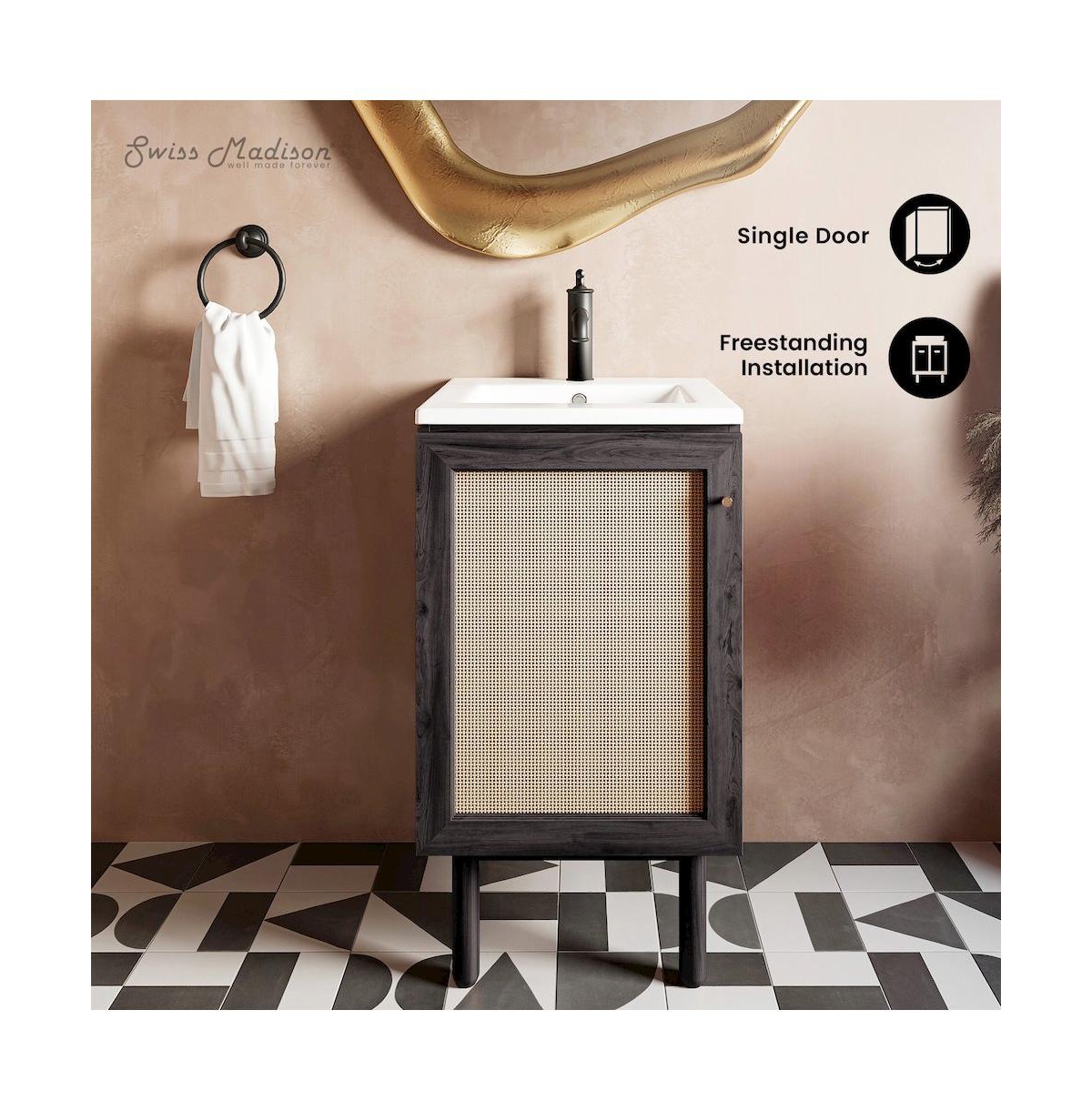 Swiss Madison Classe 18" Freestanding Bathroom Vanity in Black Oak with Sink Top