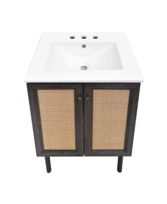 24" MDF 3-Hole Centerset Sink Top Freestanding Bathroom Vanity