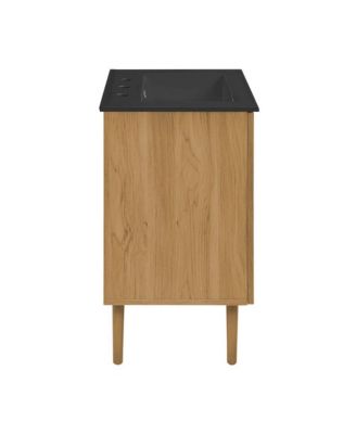 24" Freestanding Bathroom Vanity in Golden Oak, Black 3-Hole Centerset Sink Top