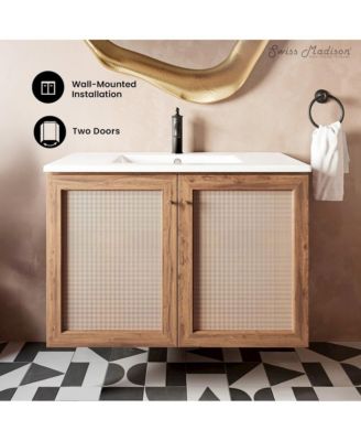 Classe 36" Wall-Mounted Bathroom Vanity in Oak