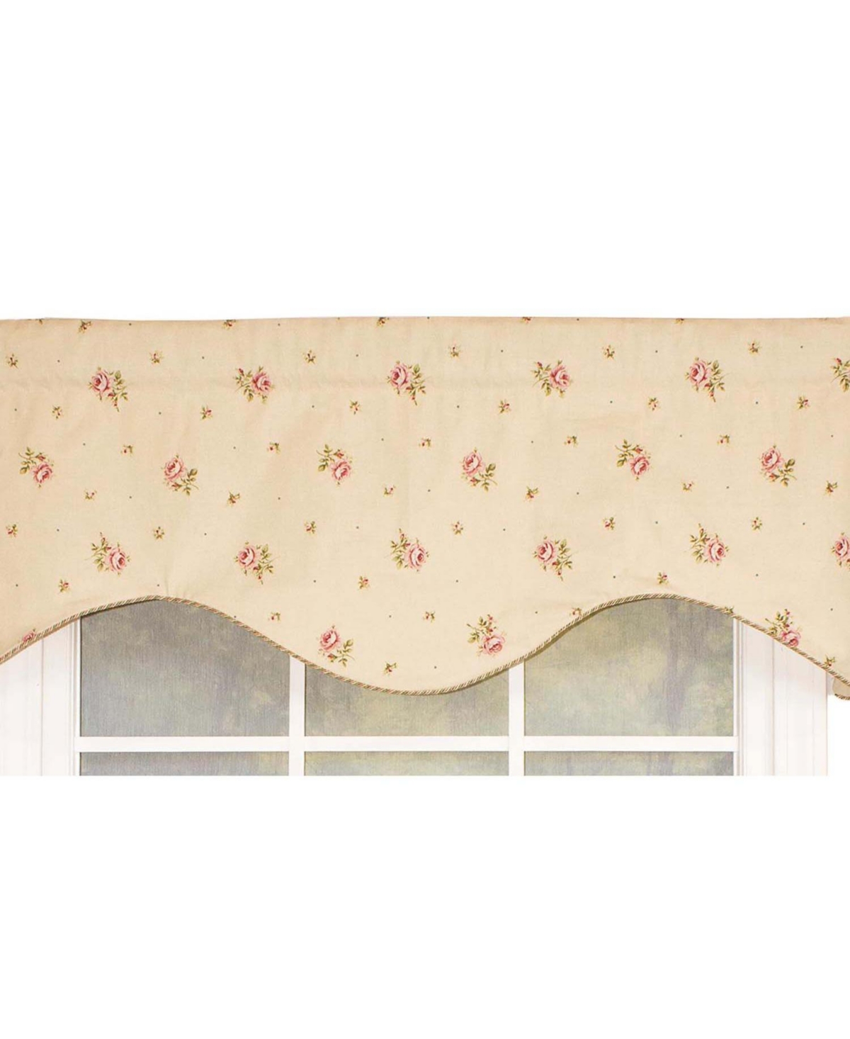 Rlf Home Hillside Corded Cornice 100% Cotton with Fully Lined 3" Rod Pocket Valnance for Windows 50" x 17" Natural