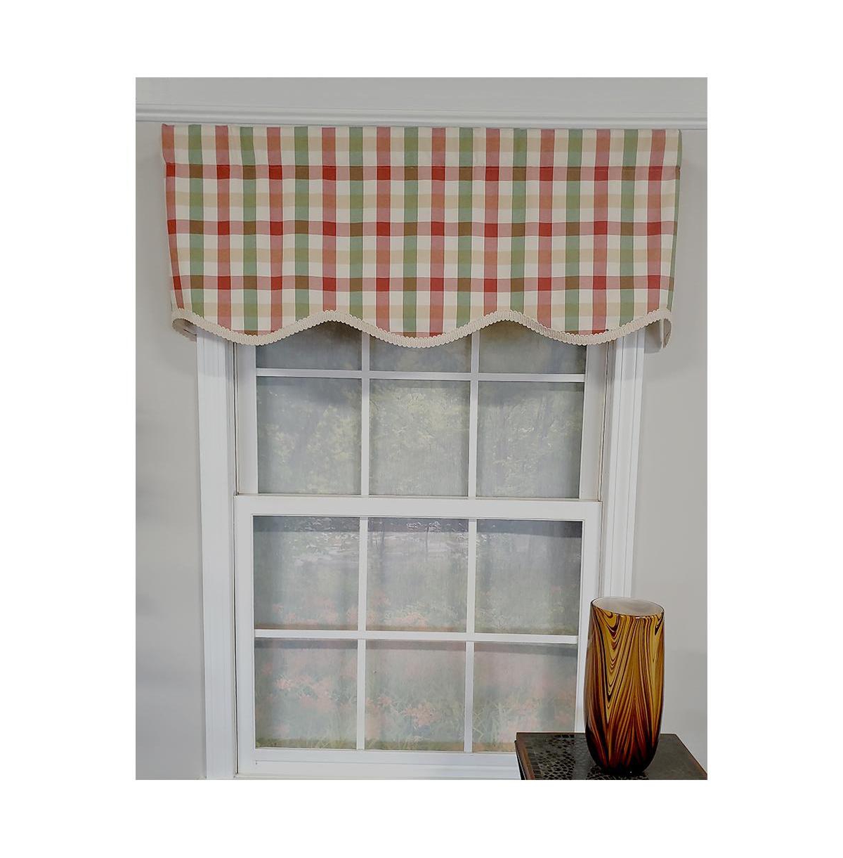Rlf Home Bison Check Trimmed Provance 3" Rod Pocket Lining Luxurious and Elegant Window Treatment Valance 50" x 15" Multi