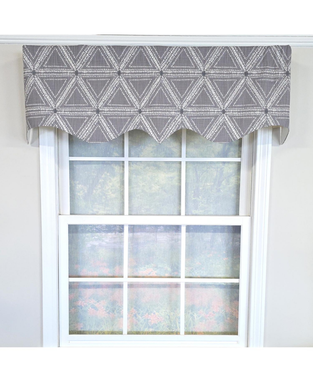 Rlf Home 100% Cotton Zircon Regal With Poly/Cotton Ivory lining Rod Pocket Valance 50" x 16" Gray