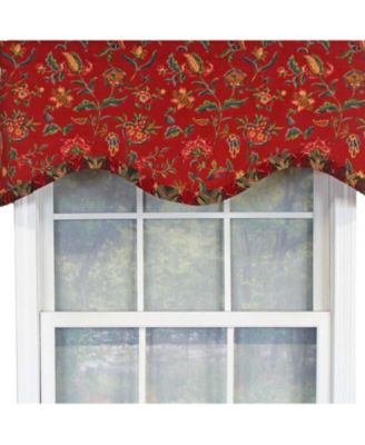 Norwell Ruffled Cornice  100% Cotton with Fully Lined 3" Rod Pocket Valnance for Windows 50" x 17" Red